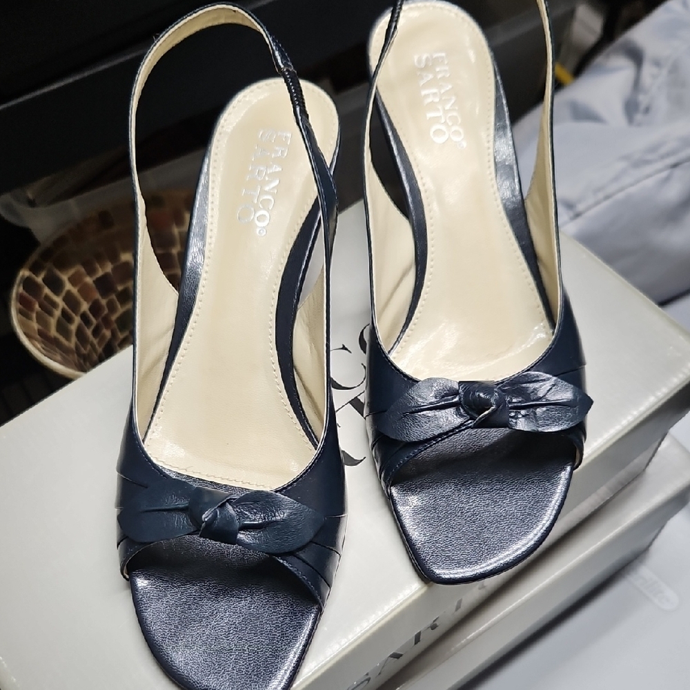 Franco Sarto Dark Blue Slingback Heels